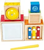 Hape Sechsteiliger Musik-Stapelwürfel aus Holz, mit 5 Instrumenten, ab 18 Monaten