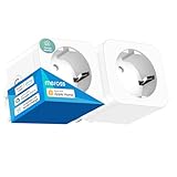 Meross WLAN Steckdose mit Strommessung, 16A Smart Steckdose Funktioniert mit Apple HomeKit, Zeitschaltuhr Steckdose mit Sprach- und Fernsteuerung, Kompatibel mit Alexa, Google Home, 2 Stück