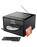 DAB+ Radio mit CD Player | Stereoanlage Bluetooth 5.0 | 40W 2.0 Stereo Lautsprecher Küchenradio | Kompaktanlage DAB+ & UKW | Musikanlage mit Doppelalarmfunktion& Fernbedienung | OAKCASTLE DAB400