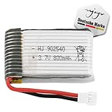 3.7V 800-mAh 1S Li-Po Akku, Lithium-Polymer Batterie mit XH 2.54 2P Molex-Stecker für RC Quadcopter, Kompatibel mit Syma Drohne X5C X5SC X5SW MJX X708-W X709 UDI U45-W U42-W, Flugzeug, Auto, Spielzeug