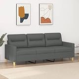 Gecheer 3 Sitzer Sofa Couch Loungesofa Stoffsofa Gästesofa Polstersofa 3 Sitzer Sessel Wohnzimmersofa Clubsofa Sitzmöbel für Wohnzimmer Schlafzimmer Büro Wohnung Dunkelgrau 180 cm Stoff