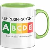 Lehrerin-Score Tasse Geschenk Beste Lehrerin Der Welt Abschied Witz Abschiedsgeschenk Klassenlehrerin (Grün)