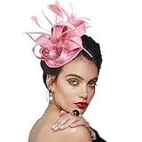 DRESHOW Fascinator Hüte für Frauen Pillbox Hut mit Schleier Stirnband und Einer Gegabelten Clip Tea Party Kopfbedeckung