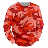 Generisch Langarmshirt Herren Sport, Herren Sweatshirt Pullover Langarm Mit Camo Oberteil Regular Fit Pullover Rundhals Ohne Kapuze Sweatpullover Casual Tops Bequeme Atmungsaktive Herren-Longsleeve