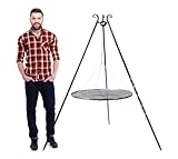 Cook King Schwenkgrill Dreibein aus Stahl mit Kettenset | Schwarz | Klappbar & Handmade in Europe | Für Feuerschale oder offene Feuerstelle | Höhe 180 cm | Zubehör separat erhältlich