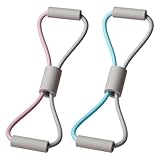 DBAILY Fitnessbänder, 2er Set Resistance Bands, Fitnessbänder Brust Expander und 8 Wort Brust Expander, Widerstandsbänder für Fitness, Stretching, Yoga, Pilates, Krafttraining(Rosa-Weiß+Blau-Weiß)