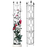Thealyn Rankgitter Garten 2 Pack 182cm H x 31cm B Metall Pflanzen Rankgitter Indoor/Outdoor Metall Garten Rankgitter Pflanzengitter für Topfpflanzen Kletterpflanzen (Schwarz)