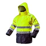 Neo Tools Warnschutzjacke mit Reflektionsstreifen EN ISO 20471 Warnjacke orange Neon gelb Arbeitsjacke Warnschutz Sicherheitsjacke XL Neongelb