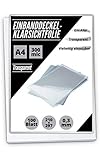 100 PREMIUM Einbanddeckel-Klarsichtfolien A4, PVC-Folie, 100-er Pack, transparent (0.30mm)