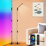 Fortand LED Stehlampe Wohnzimmer, RGBW Ecklampe Dimmbar Stehleuchte mit Fernbedienung und APP, 360° Drehbare Abnehmbar, 16 Millionen Farben, Musik Sync, DIY-Modus Moderne Standleuchte für Schlafzimmer