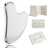 Rena Chris Gua Sha Stein, Gua Sha Edelstahl zur Formung der Kieferpartie und zur Reduzierung von Schwellungen, Gua Sha Stein Edelstahl, Geschenk zur Hautpflege (Silber)