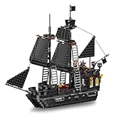 Mould King Black Pearl Piratenschiff Bausteine Spielzeug Set, 932 Teiles Piratenschiff Klemmbausteine, Kreatives Bausatz Geschenk für Jungen Mädchen ab 8 Jahren