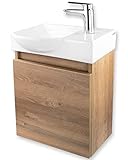 Alpenberger Waschbecken mit Unterschrank | Waschtisch Bamboo| Waschbeckenunterschrank 45 cm Breit | Aufsatzwaschbecken Waschbeckenunterschrank | Kleines Gäste WC Möbel Waschtischunterschrank Hängend