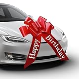 hurifeng Große Rote Schleife für Auto, Geschenkschleife 23 Zoll – Perfekte Dekoration für Geburtstagsgeschenke, Hochzeit, Auto, Fahrrad, und mehr – Wiederverwendbar mit Zugschnur (Rot)