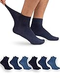 OCERA 6 Paar Diabetiker Kurzschaft Socken für Damen und Herren, ohne drückenden Gummibund Blau Mix Gr. 42-46