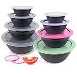 PROFUN Salatschüssel mit Deckel groß Schüssel Set mit Deckel Rührschüssel Plastikschüssel Frischhaltedosen Stapelbare Dosen 8er-pack