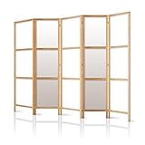 murando - Paravent XXL 225x171 cm 5-teilig Deutsches Qualitäts Vlies Leinwand eleganter Sichtschutz Raumteiler Trennwand Raumtrenner Holz Weiß Deko Home Office Japan p-A-0009-z-c