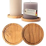 Plogis Kerzenteller - 2er Set Akazie Untersetzer für Kerzen bis 8 cm Durchmesser/Kerzenuntersetzer Holz Rund für Stumpenkerzen Taufkerzen Unterteller Kerzen Teller/Kerzenhalter Holz 6cm 7cm 8cm
