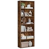 VASAGLE Bücherregal, 6-stöckiges Regal, offenes Aufbewahrungsregal, Standregal, 24 x 60 x 178,5 cm, für Wohnzimmer, Homeoffice, Esszimmer, vintagebraun LBC169K01
