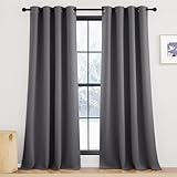 KGORGE Thermovorhang Hitzeschutz Blickdichte Vorhänge mit Ösen 2er Set 245 x 140 cm(HxB) Wohnzimmer Gardinen Verdunkelnd Vorhang Grau Blickdicht Blackout Thermal Curtains for Living Room