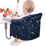 Tischsitz Faltbar Babysitz,Teglü Hochstuhl baby Faltbar Kinderstuhl mit Transportbeutel/Sicherheitsgurt für zu Hause und Reisen,6-36 Monate,15kg-Blau