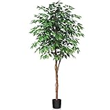 Kazeila Kunstpflanze Ficus Benjamina 180cm Künstliche Pflanzen Groß mit Natürlichen Stämmen Deko Pflanze Kunstbaum ideal für die Innendekoration Schlafzimmer Büro