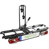 EUFAB 12012LASON Fahrradträger Poker-F Plus, EXKLUSIV AUF Amazon mit abschließbaren Rahmenhaltern, E-Bike geeignet, komplett vormontiert, für 2 Fahrräder, für Anhängerkupplung, Schwarz