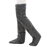 GUTERTOP Lange Kuschelsocken Damen, Kuschel Warme Kuschelsocken Overknee, Frauen Wintersocken Fuzzy Socks für Schlafen Zuhause (Anthrazitgrau)
