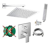 vanvilla Duschsystem mit Unterputz Duscharmatur von Hansgrohe Einhebelmischer und vanvilla Regendusche mit Armatur, Duschkopf eckig, Dusch-SET HG32-ob poliert