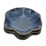 KICHOUSE 3 Stück Japanisches Gericht Sauce Servierteller Japanische Teller Geschirr Servieren Platte Beilagenschalen Geschirrsgeschirr Schüsseln Zum Dippen Von Saucen Keramik Blue