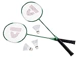 Donnay Badminton Set - Badmintonschläger Badmintonbälle Federball - Farbe grün