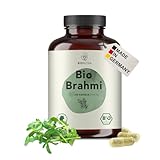 BIO Brahmi Kapseln, 1200 mg Tagesdosis hochdosiert, rückstandskontrolliert, deutsche Herstellung, vegan, laktose- & glutenfrei, ohne Zusätze, 270 Kapseln x 600 mg, BIONUTRA®