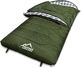 4-in-1-Funktion Extrem Outdoor Schlafsack 'Antarctica' aus Nylon Rip-Stop mit 500 + 250 g/m² Hollow Fiber Füllung 220 x 90 cm Farbe Olive Größe Links