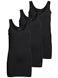 ONLY 3er Pack Damen Basic Tops Tank Top schwarz lang 15201465 (L, Schwarz (Black))