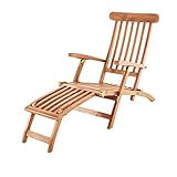 SAM Sonnenliege, Deckchair Puccon, Teak, 145x60x96 cm, verstellbar, zusammenklappbar, Balkon, Terrasse und Garten