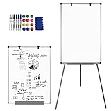 YRHome Flipchart Staffelei Whiteboard mit Ständer Flipchart Stativ 60x90cm höhenverstellbar Magnetisch Beschreibbar Abwischbar Papierhalter Präsentationstafel (Dreibein Ständer)