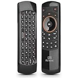 Rii Fernbedienung für HTPC/TV Box, IR-Lernfunktion mit QWERTZ-Tastatur, 2.4G Wireless-Verbindung, Integrierter Li-Ion-Akku, Schwarz