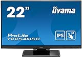 iiyama ProLite T2254MSC-B1AG 54,6cm 21,5' IPS LED Monitor FullHD 10 Punkt Multitouch kapazitiv HDMI DP USB3.0 AntiGlare Beschichtung Höhenverstellung schwarz