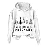 Lycurgius Damen-Sweatshirt, Baggy-T-Shirt, langärmelig, Blusen, V-Ausschnitt, lässig, lockerer Pullover, trendig, bedruckt, Hoodies, Übergröße, Walking-Sweatshirts, 0137 Weiß, XXL