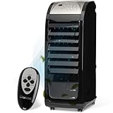 Clatronic 3in1 Luftkühler, Luftentfeuchter und Luftreiniger, 3 Stufen, 8 Std. Timer, inkl. Fernbedienung, 4,5 Liter Wassertank, 90° oszillierend, 4 Rollen, 70 Watt, LK 3742 schwarz