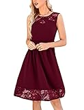 KOJOOIN Damen Kleider Spitzenkleid Festliches Cocktailkleid Ärmellos Knielang Ballkleid