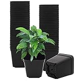 GGOUPTY Pflanzentöpfe Aus Kunststoff 50 Stück 7 cm Schwarz Plastik Vierkanttöpfe Pflanztopf Blumentöpfe Anzuchttöpfe