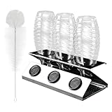 ipow Flaschenhalter Edelstahl Abtropfhalter für Sodastream Crystal und Emil Flaschen Deckelhalter Abtropfständer mit Einer Reinigungsbürste und Silikon Abtropfwanne