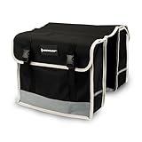 DUNLOP - Fahrradtasche Doppel - wasserdichte Gepäckträgertasche mit Fluoreszierenden Streifen - 26L und 36 x 30 x 12 cm - Schwarz