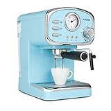 Klarstein Espressionata Gusto Espressomaschine, Siebträgermaschine mit 1100 W, 15 Bar Druck, Siebträger Kaffeemaschine, Volumen Wassertank: 1 Liter, abnehmbares Tropfgitter aus Edelstahl, pastellblau