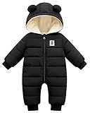 Baby Winter Overall mit Kapuze, Strampler Schneeanzug Jungen Mädchen Langarm Jumpsuit Warm Outfits Geschenk 3-6 Monate