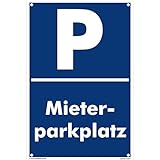 kleberio® Parkplatzschild - Mieterparkplatz - 30 x 45 cm gelocht Verbotsschild Parkverbot Parkverbotsschild Verkehrs-Schilder Einfahrt freihalten parken verboten