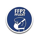 Aufkleber Hinweis FFP2-Atemschutz-Maske Pflicht Gebot Schild Folie Ø5-40cm | blau Made in Germany, Größe: Ø5 cm