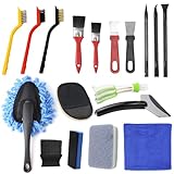 18 Stück Autopflege Detailing Set, Multi Funktions Auto Reinigungsset, Sanft Weich Autopflege Set, Auto Waschen Set, Autoreifen Bürsten Set, Auto Innenraum Pflegeset für Motorembleme Lüftungsöffnungen