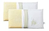 EVERGREENWEB Angebot! 2er Set Kissen 40x80 Hoch 9 cm 100% Memory Foam, Doppelbezug aus Aloe Vera und Baumwolle, herausnehmbar, für Halswirbelsäulenschmerzen, Medizinischem Gerät